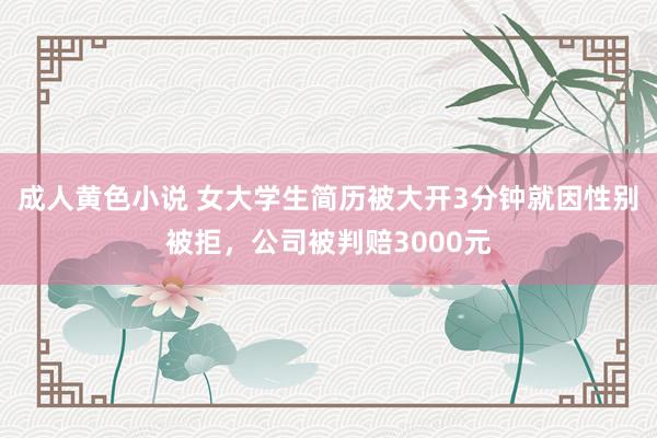 成人黄色小说 女大学生简历被大开3分钟就因性别被拒，公司被判赔3000元