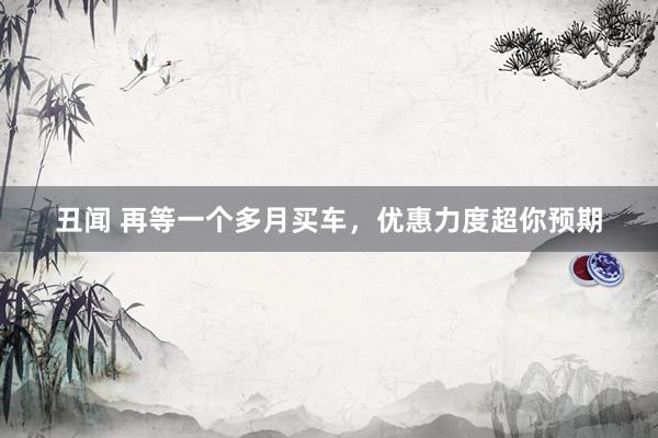 丑闻 再等一个多月买车，优惠力度超你预期