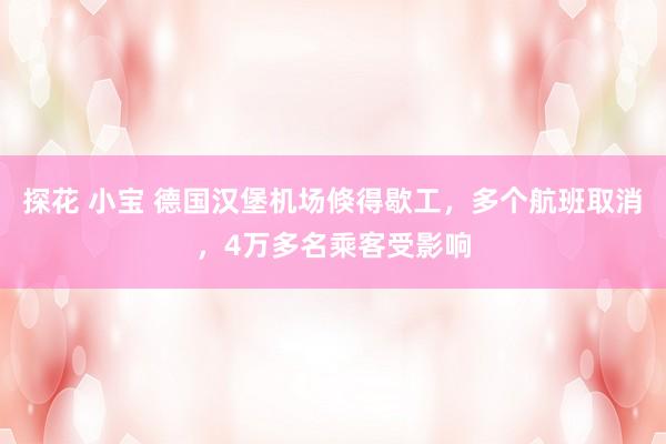 探花 小宝 德国汉堡机场倏得歇工，多个航班取消，4万多名乘客受影响